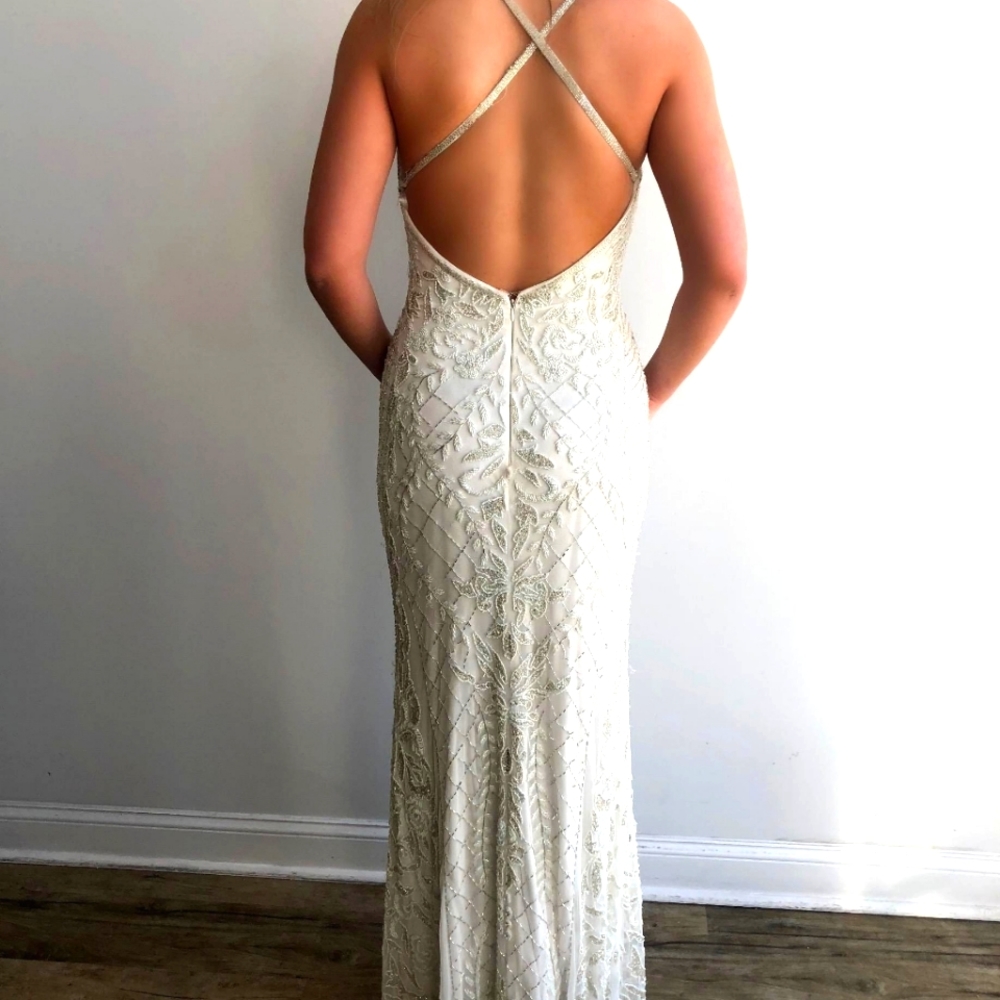 Prom / Wedding Dress, white & silver beading.